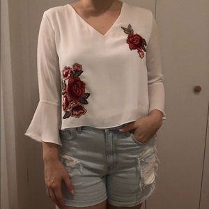 White blouse with Rose detail